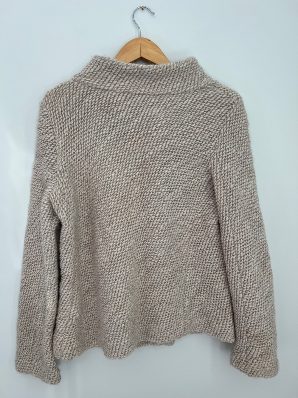 Eileen Fisher Wool Blend Chunky Knit Coatigan in Light Taupe Size M - Picture 11 of 17
